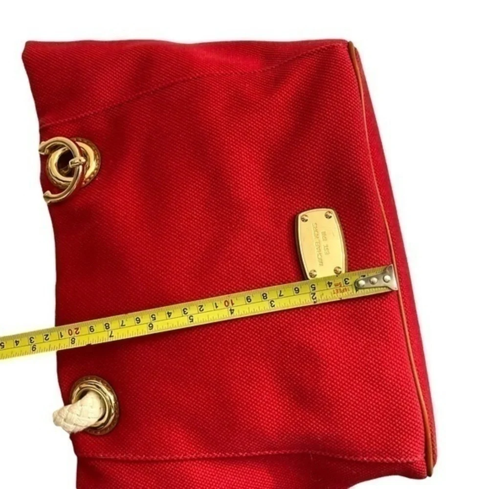 Michael kors red canvas sailing anchor tote bag